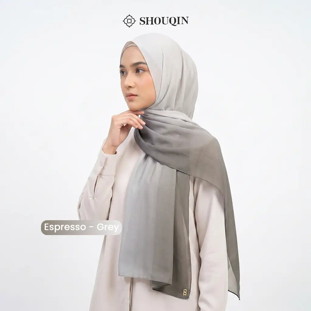 SHOUQIN Aurora Pashmina - Jilbab Pashmina Gradasi Ombre Two Tone Bahan Ceruty Baby Doll (Pashmina Effortless)