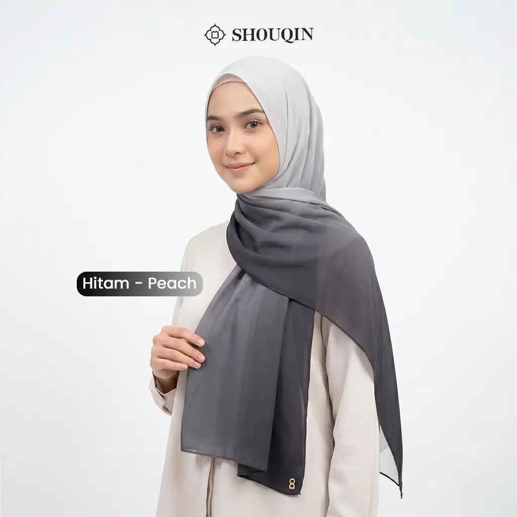 SHOUQIN Aurora Pashmina - Jilbab Pashmina Gradasi Ombre Two Tone Bahan Ceruty Baby Doll (Pashmina Effortless)